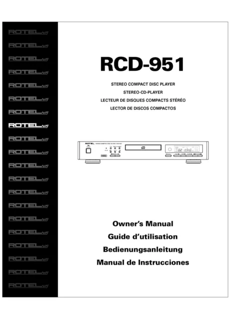 Bedienungsanleitung-Operating Instructions für Rotel RCD-951