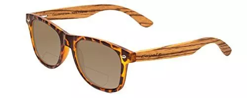 Coyote Woodie Polarized Bi-Focal Sunglasses Black Tortoise 52mm Amber Brown+1.50