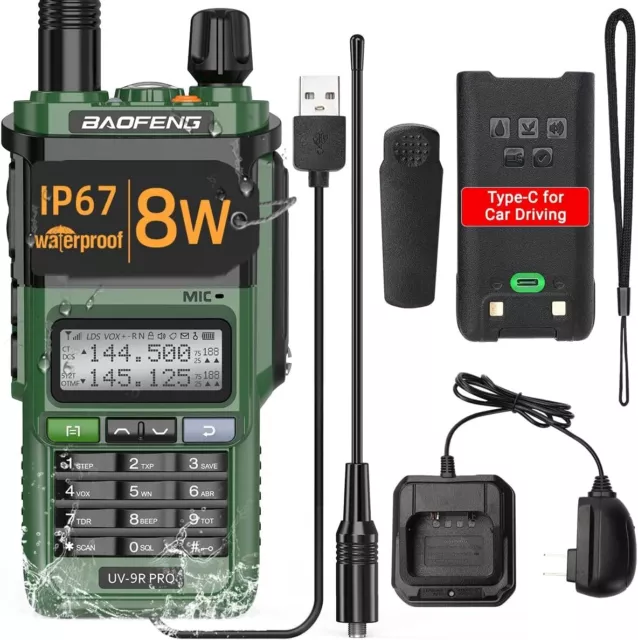 Baofeng UV-9R PRO 8W Tri-Power Dual Band Waterproof Two Way Radio Walkie Talkie