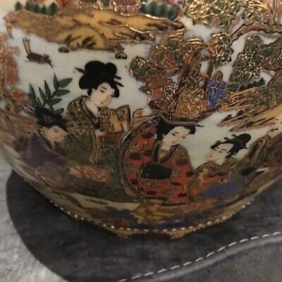 early 20 th century decorative Chinese Satsuma geisha fish bowl planter 2