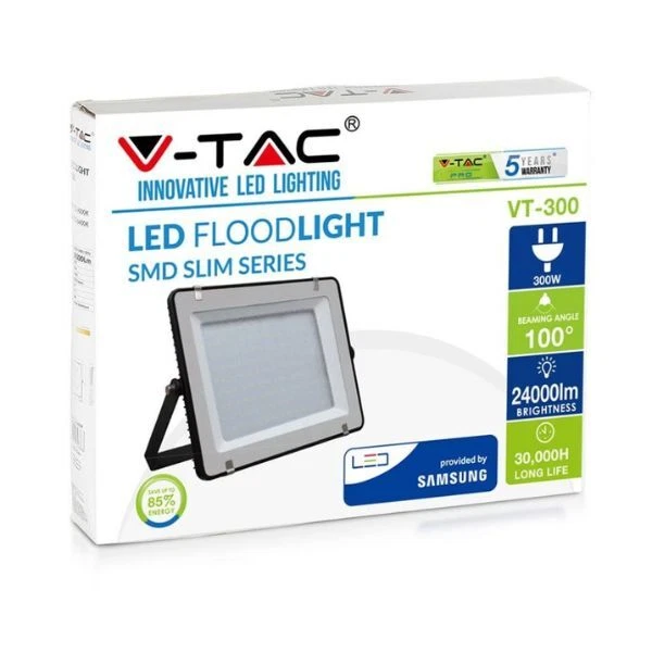 Faro Proiettore LED Esterno 300w SMD Chip Samsung Corpo Nero IP65   V-Tac