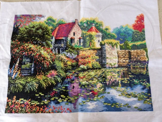 Completed Cross Stitch Country CEngland Castle 54 x 41cm Unframed Tapestry