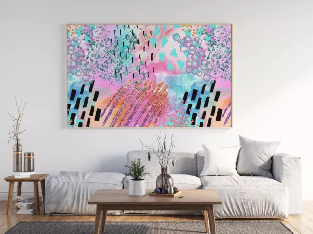 Wall Art Print Canvas Photo Poster Painting Abstract Coral Reef Blue Aqua Pink