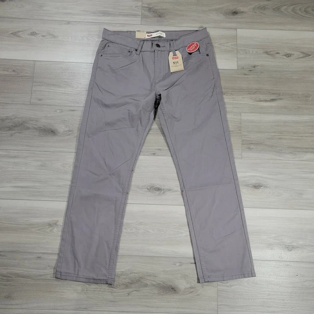 Levi's 511 Boys 16 Husky 34X28 Slim Fit Stretch Gray New