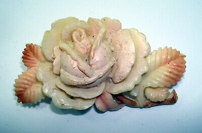 Hand Carved Look Rose with Shading Vintage Celluloid Lucite Pin/Brooch