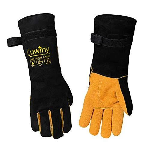 Welding Gloves, 1112°F Heat/Fire Resistant/Leather Forge Gloves, with Kevlar ...