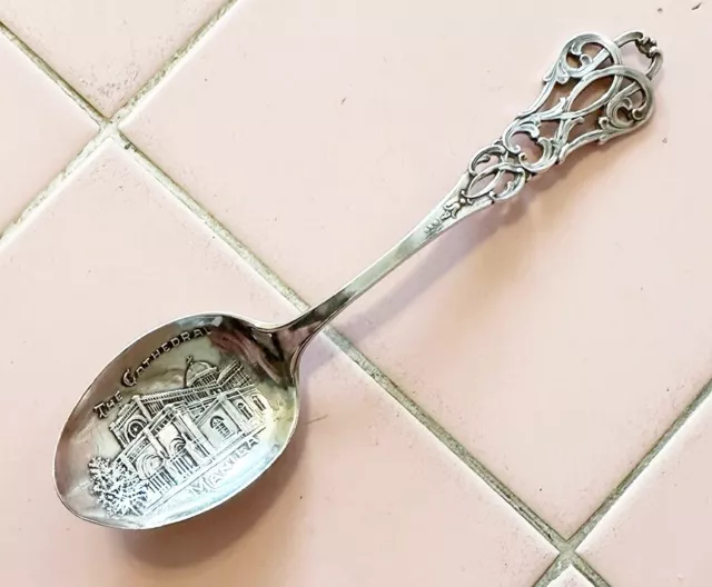 1917 Antique Sterling Silver Souvenir Spoon Manila Cathedral Paye Baker