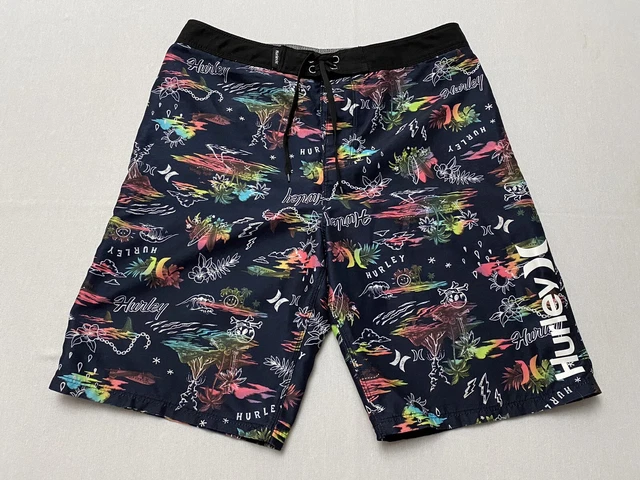Hurley Mens Board Shorts Island Wave Skull Design Size 16/28