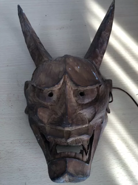 Japanese wooden Noh Mask Hannya mask demon Oni Vintage A21