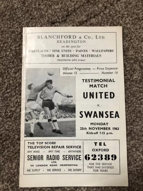 Oxford United v Swansea Town 1963/64 Testimonial Fund Friendly Match