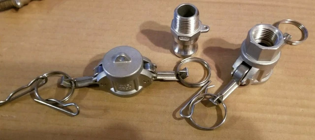 Dc50 316 1/2" Cam Lock Connector Set 3Pc Grove Coupler Inc Male Female Cap #7