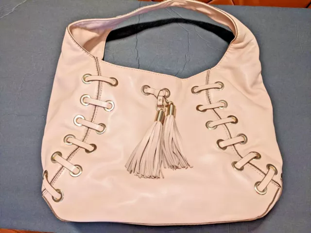 New Michael Kors Astor Grommet Hobo Shoulder Leather Bag Purse, Pale Pink