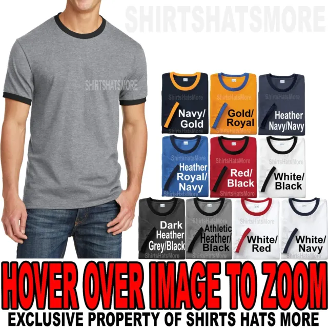 Mens Ringer T-Shirt Preshrunk Cotton Tee  S, M, L, XL, 2XL, 3XL, 4XL NEW
