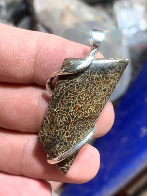 Utah dino gem bone sterling silver pendant