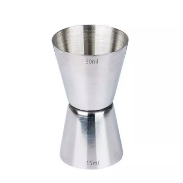 2 Double Jiggers 30mL / 15mL - Stainless Shot Measure Nip Bar Cocktail