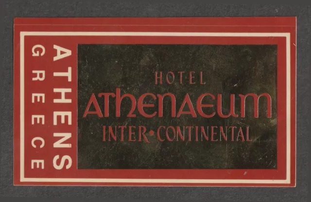 Hotel Athenaeum InterContinental ATHENS Greece - vintage luggage label