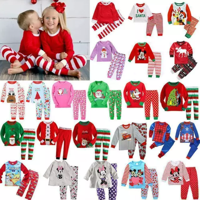Toddler Kid Mickey Outfits Tops Pants Nightwear Pyjama Set Boys Girls Age 1-14Y 3