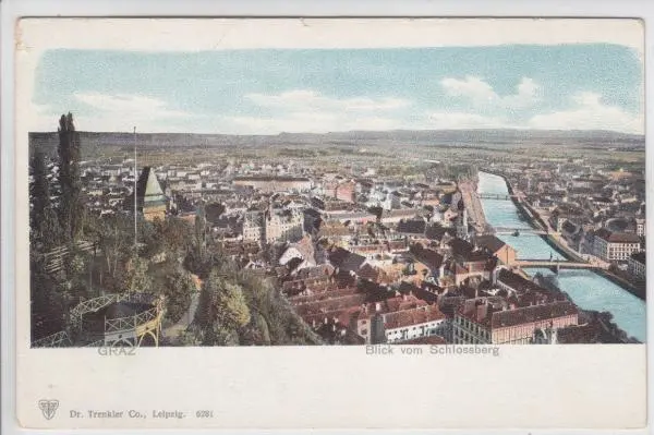 AK Graz, Panorama vom Schlossberg, 1900