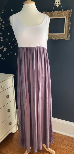 Lavender And White Maxi Dress Maternity Fits M To XL NWT