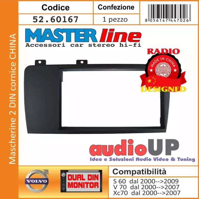 Mascherina Radio 2 Din Volvo S60 2000- 2009 Con Cornice Per Radio Cinesi