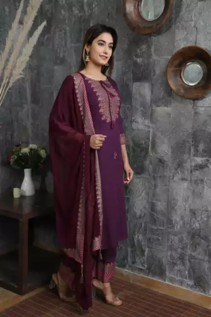 Women Indian Ethnic Palazzo Kurta Dupatta Stitched Salwar Kameez Designer Suit