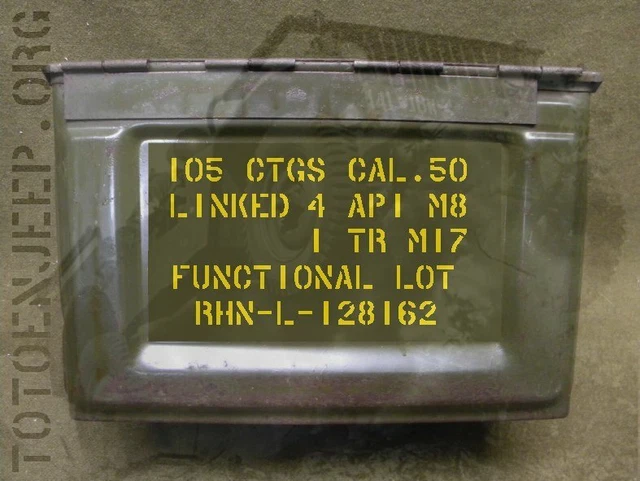 Caisse à Munitions US Calibre .50 WW2 - Rare Avec Marquages - Occasion
