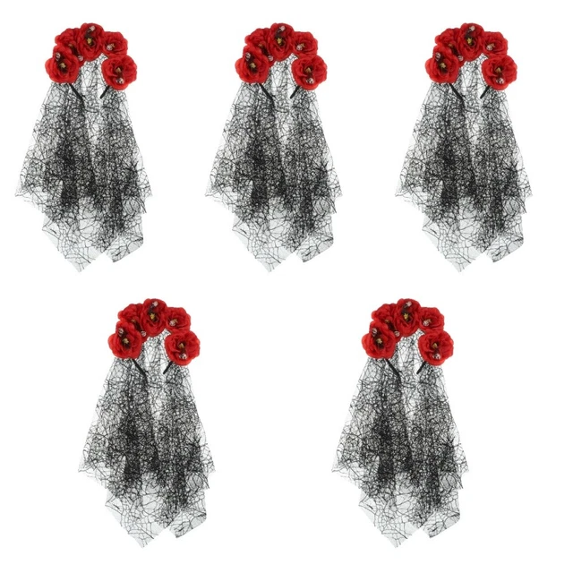 5pcs Halloween Veil Bandbouleau de fleur Veil Bandue de bande Masquerade