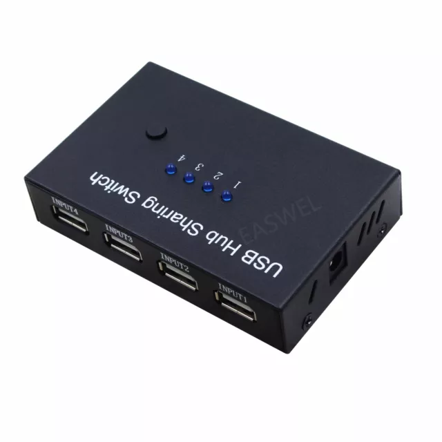 USB 2.0 Sharing Switch Selector 4 in 4 out Switcher Adapter For PC Printer