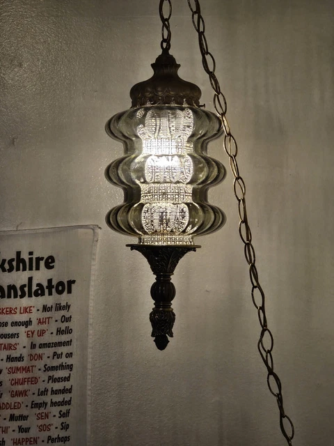Smokey Grey Vintage Light Swag. Hanging Lamp Retro 60s/70s