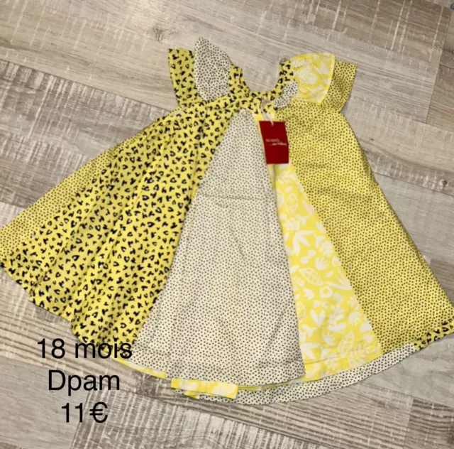 Dpam 18 MOIS Fille: Robe Fleurie Jaune Été