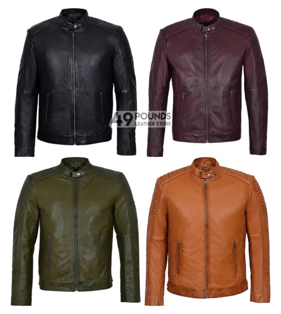 Men's  Biker Style Soft Padded Real Lambskin Leather Jacket 1829-B