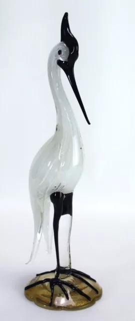 Vintage Murano Glass Bird Alfredo Barbini Crane Sculpture Zanfirico