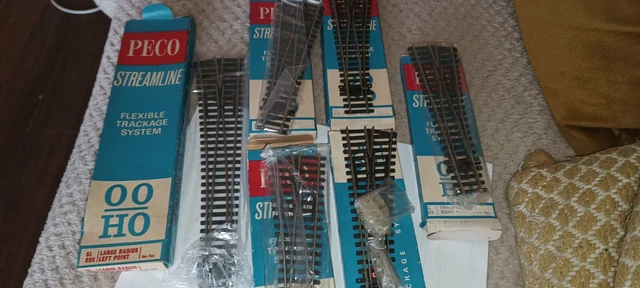 Peco OO HO gauge  6 sets small & med Streamline points Read Description Ex Con.