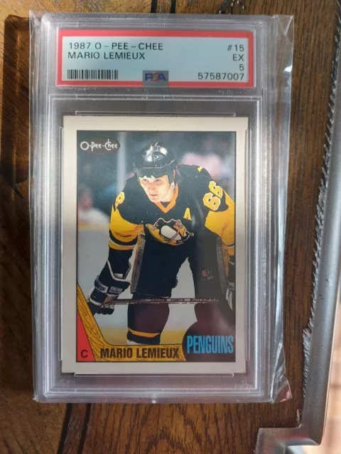 1987-88 O-Pee-Chee #15 OPC Mario Lemieux HOF PSA 5 EX Pittsburgh Penguins