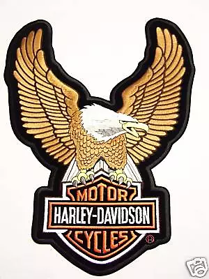 #1177 L Harley Motorcycle Vest Patch Brown Upwing Eagle Emb328394