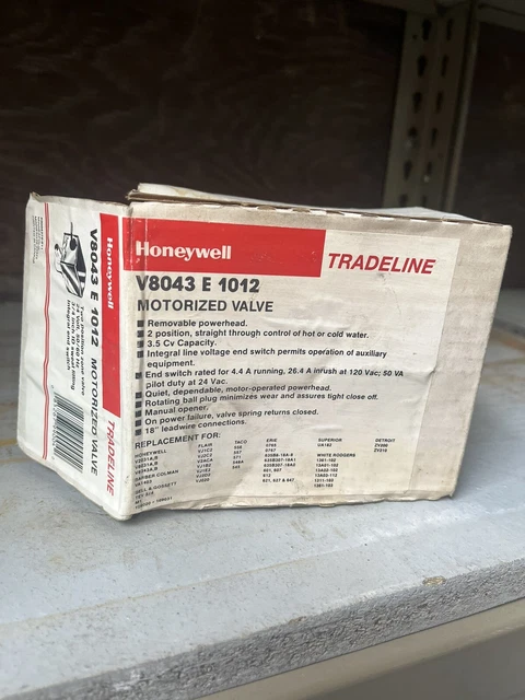 New Honeywell V8043E1012 3/4" ID Sweat Brass Motorized Zone Valve  item 1