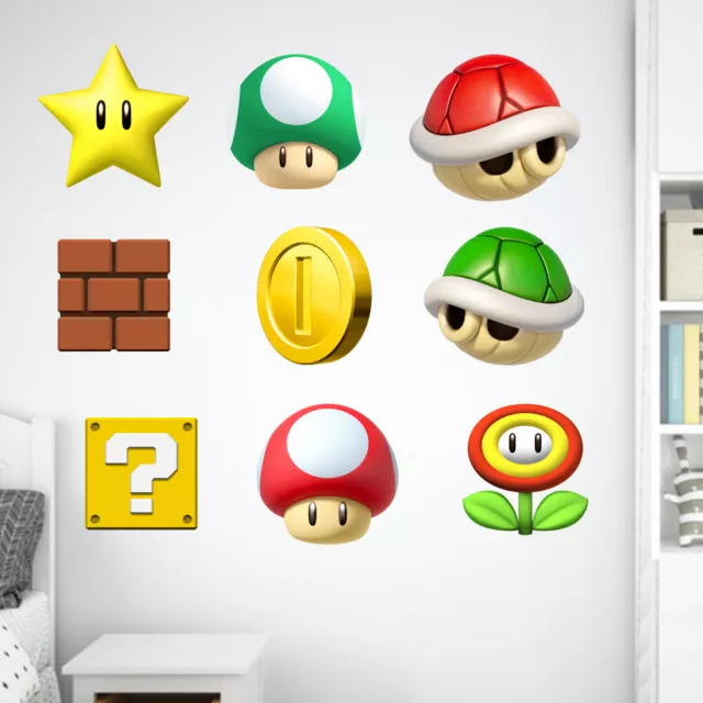 Super Mario Icons kids Bedroom Games Vinyl Decal Wall Decorative Sticker