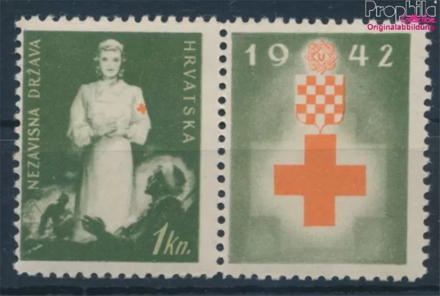 Briefmarken Kroatien 1942 Mi Z1Zf mit Zierfeld postfrisch Rotes Kreuz (10310412