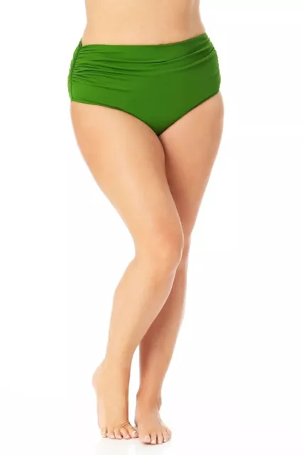 Anne Cole 3-Way Convertible High Waist Bikini Swim Bottom, Grass Green, Size XL