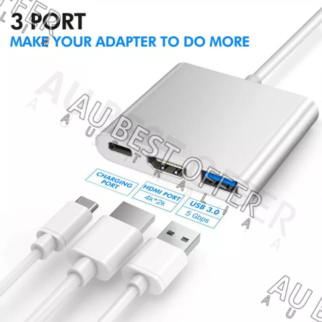USB C to HDMI Adapter, USB 3.1 Type C Hub to Digital AV Multiport Adapter  with 4K Output, USB 3.0 Port/Charging Port Compatible  Chromebook/MacBook/iMac/Samsung/Projector/Monitor/Yoga 