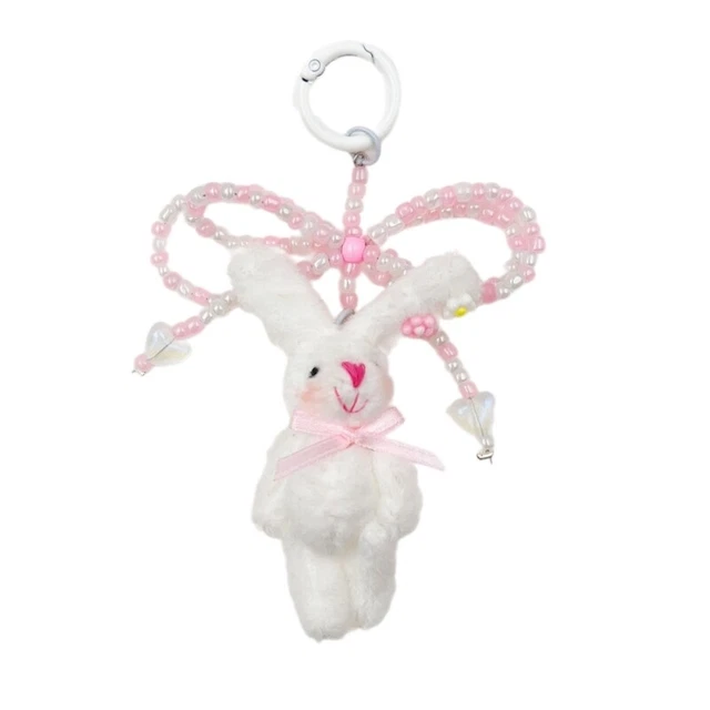2 Colors Rabbit Toy Pendant Keychain for Valentines Day Decor Craft Supplies 2