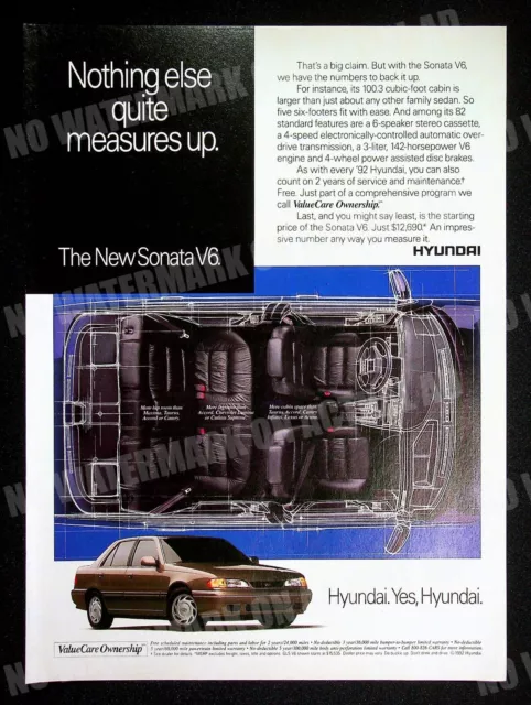 Hyundai Sonata 1992 Sedan Car Auto Trade Print Magazine Ad Poster ADVERT