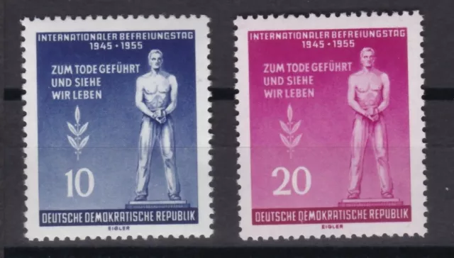 DDR 1955 postfrisch MiNr. 459A-460A  Int, Tag der Befreiung vom Faschismus