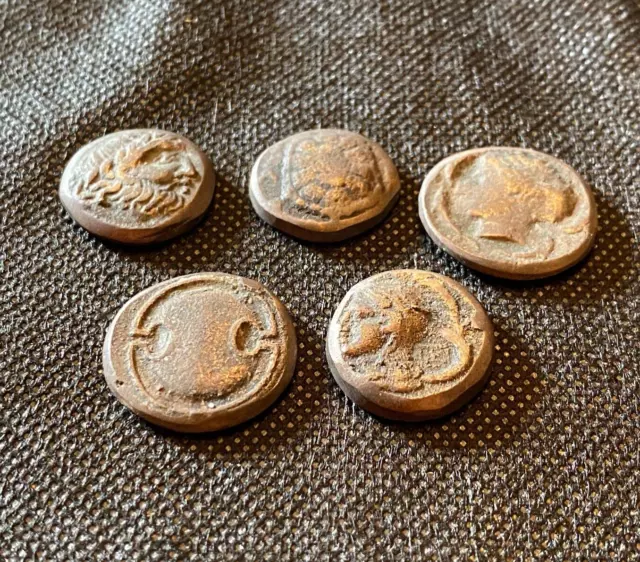 ANCIENT LOT OF 5 ROMAN GREEK SILVER LOVE COINS Greek (450 BC-100 AD)