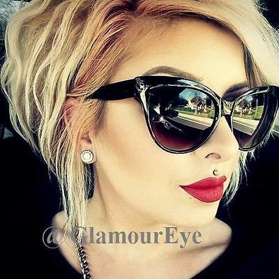 Women's Gold Oversized Cat Eye Sunglasses Pin Up Rockabilly Psychobilly 