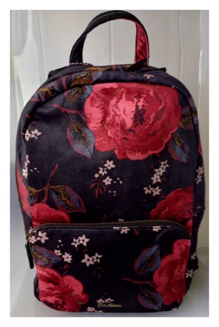 Cath Kidston Jacquard Rose Black Velvet Backpack Size: 25x30x11 cm Free UK Post