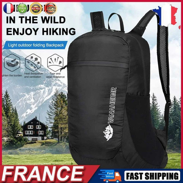 Nylon Foldable Backpack Camping Folding Bag Travel Daypack for Cycling (Black) f