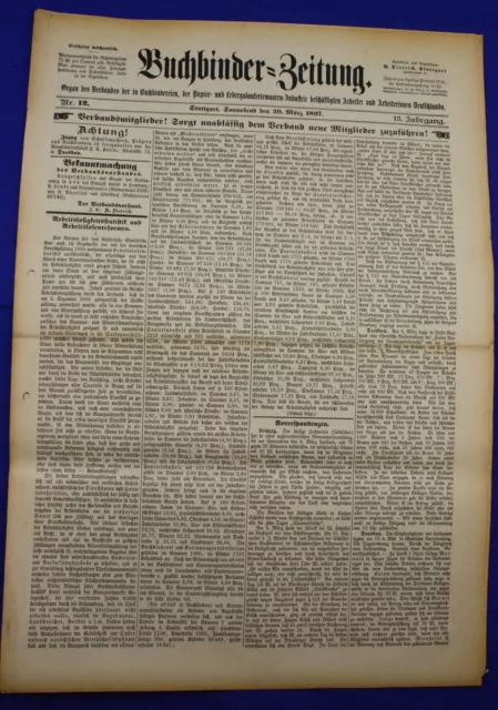 BUCHBINDER=ZEITUNG 1897 Nr. 12 (20. März 1897) ["Bookbinder=Newspaper"]