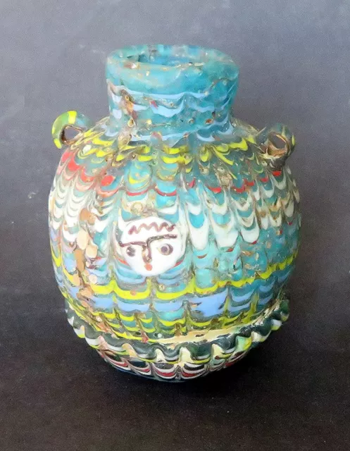 Stunning Ancient Phoenecian Mosaic Glass Vase 6.5 cm Approx. 2000 yr Old