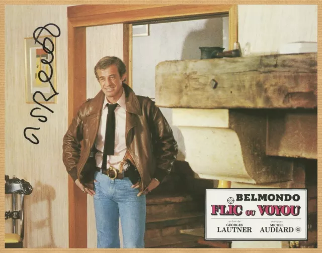 Jean-Paul Belmondo (1933-2021) - Rare belle photo signée en personne - Paris 80s